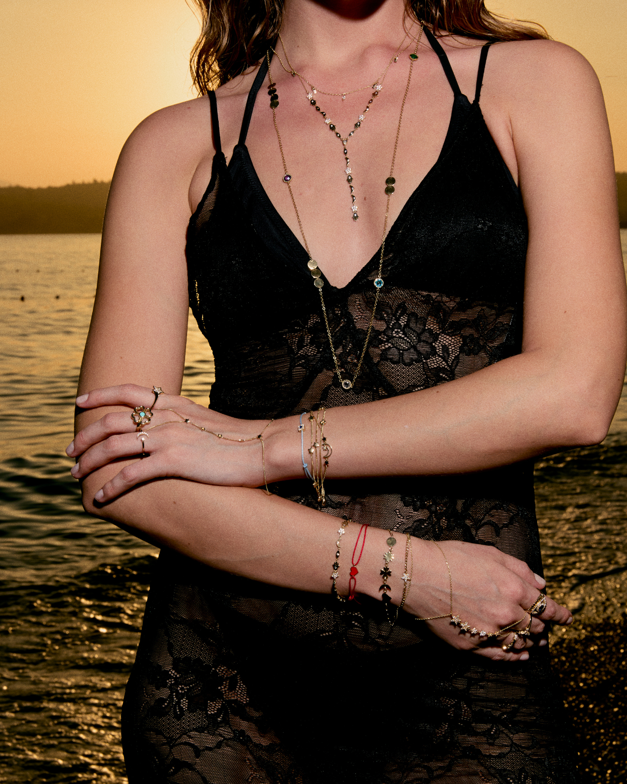 0.45 Gr. Blue Dot Altın İp Bileklik