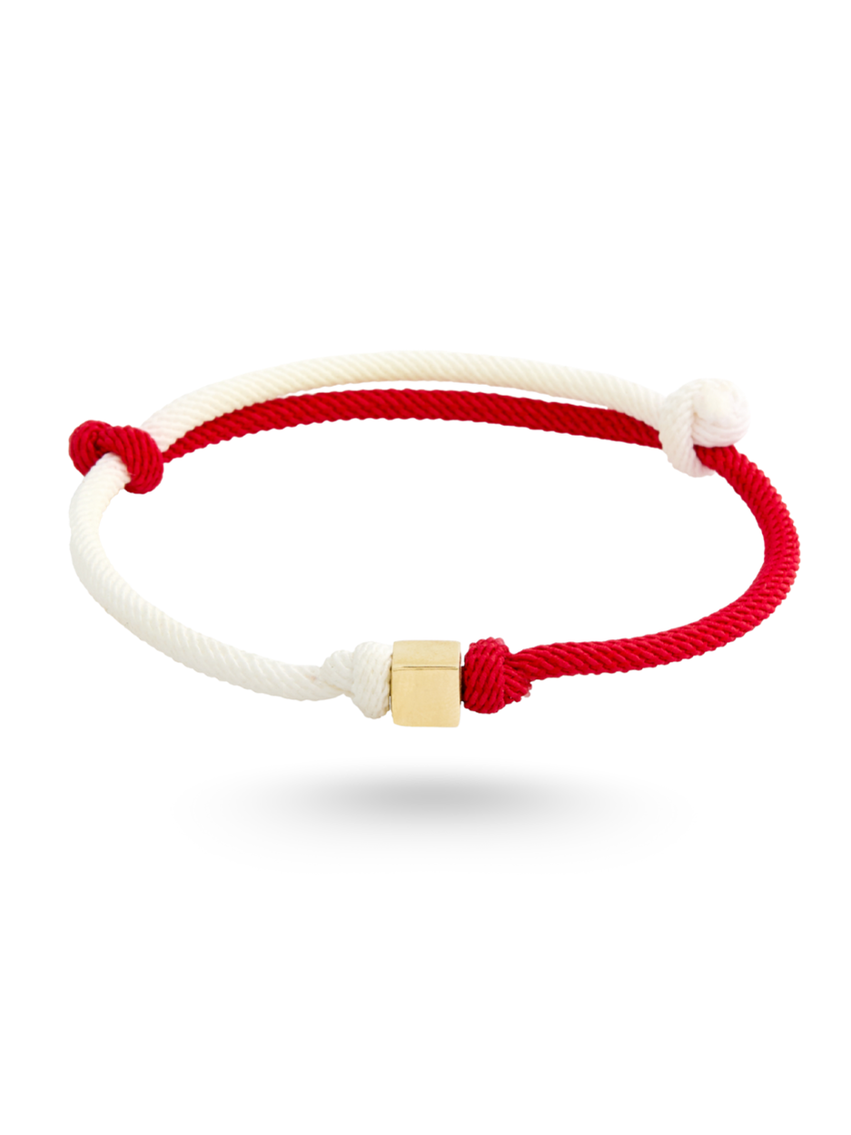 0.35 Gr. Red & White Altın İp Bileklik