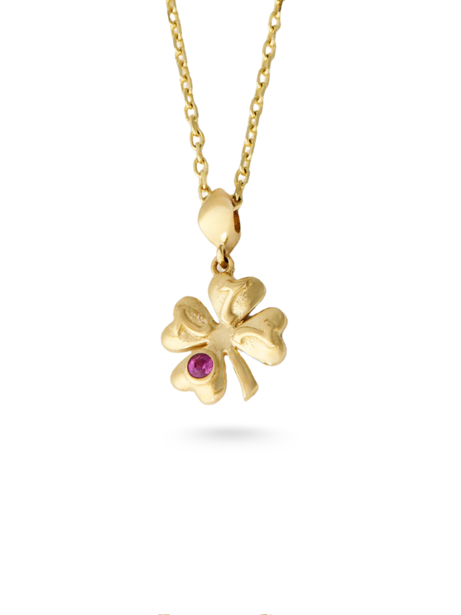 3.71 Gr. Yonca Kırmızı Altın Kolye