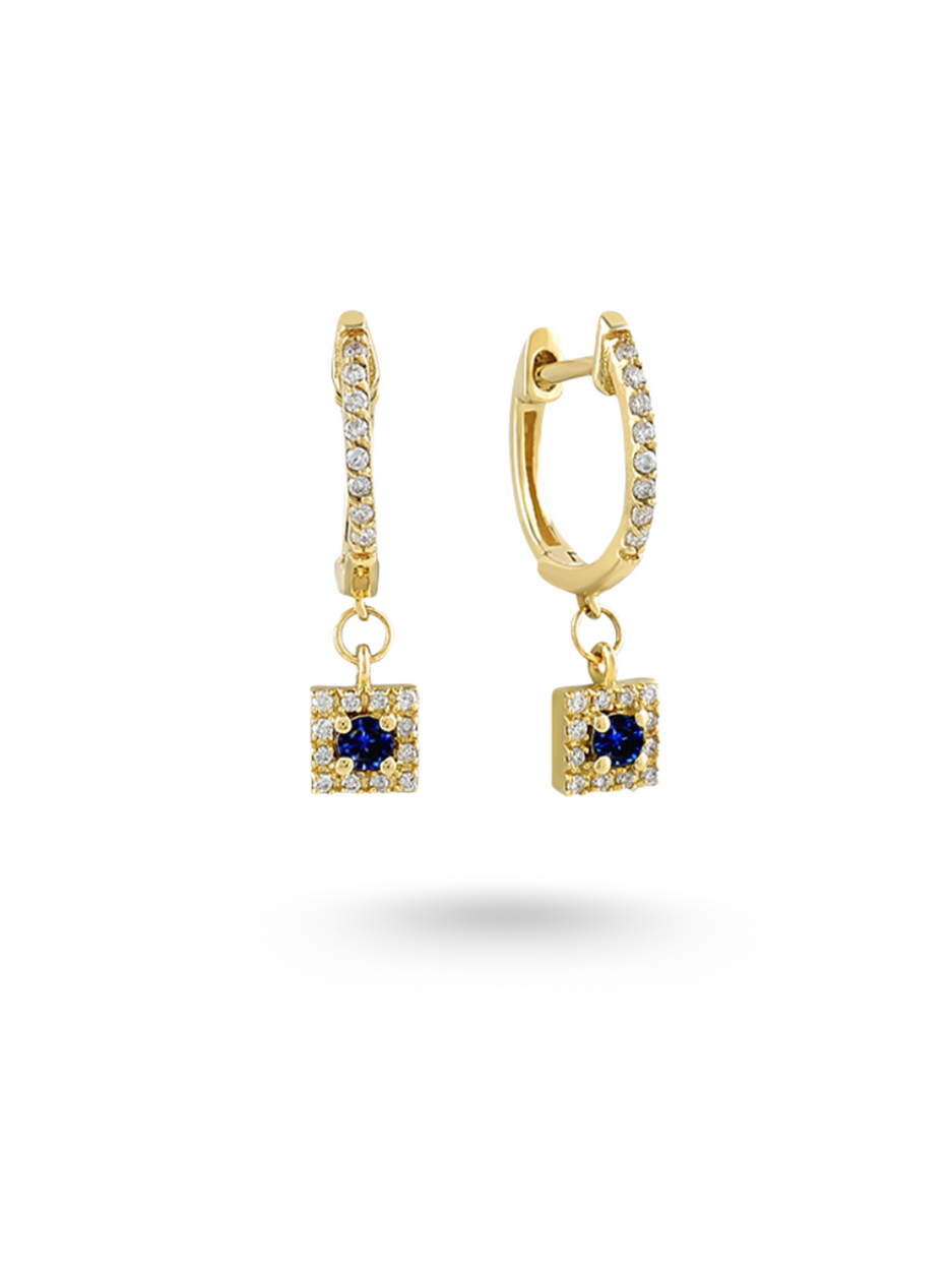 0.46 Karat Tera Sapphire Pırlanta Drop Küpe