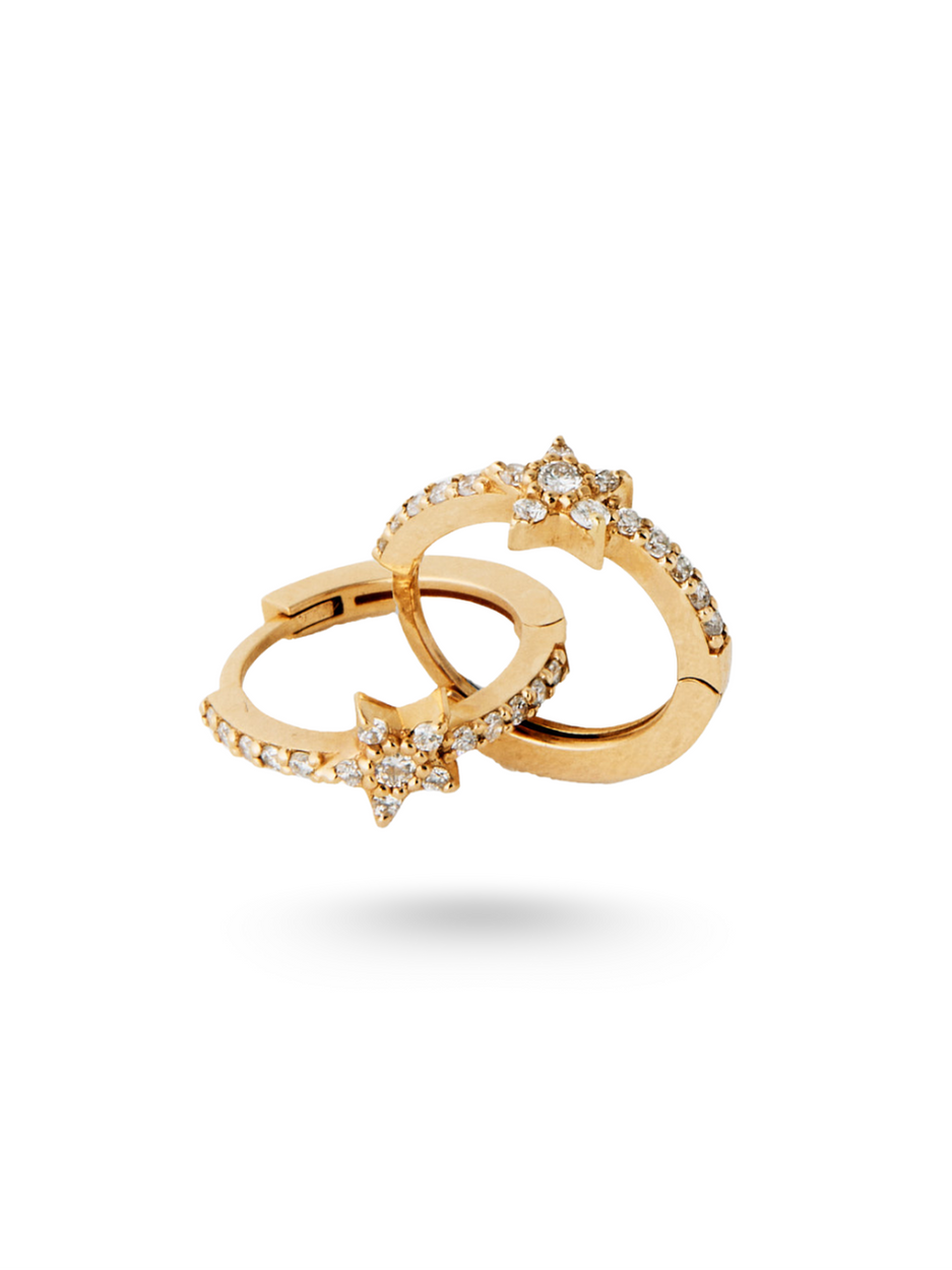 0.26 Karat Freya Star Pırlanta Huggie Küpe