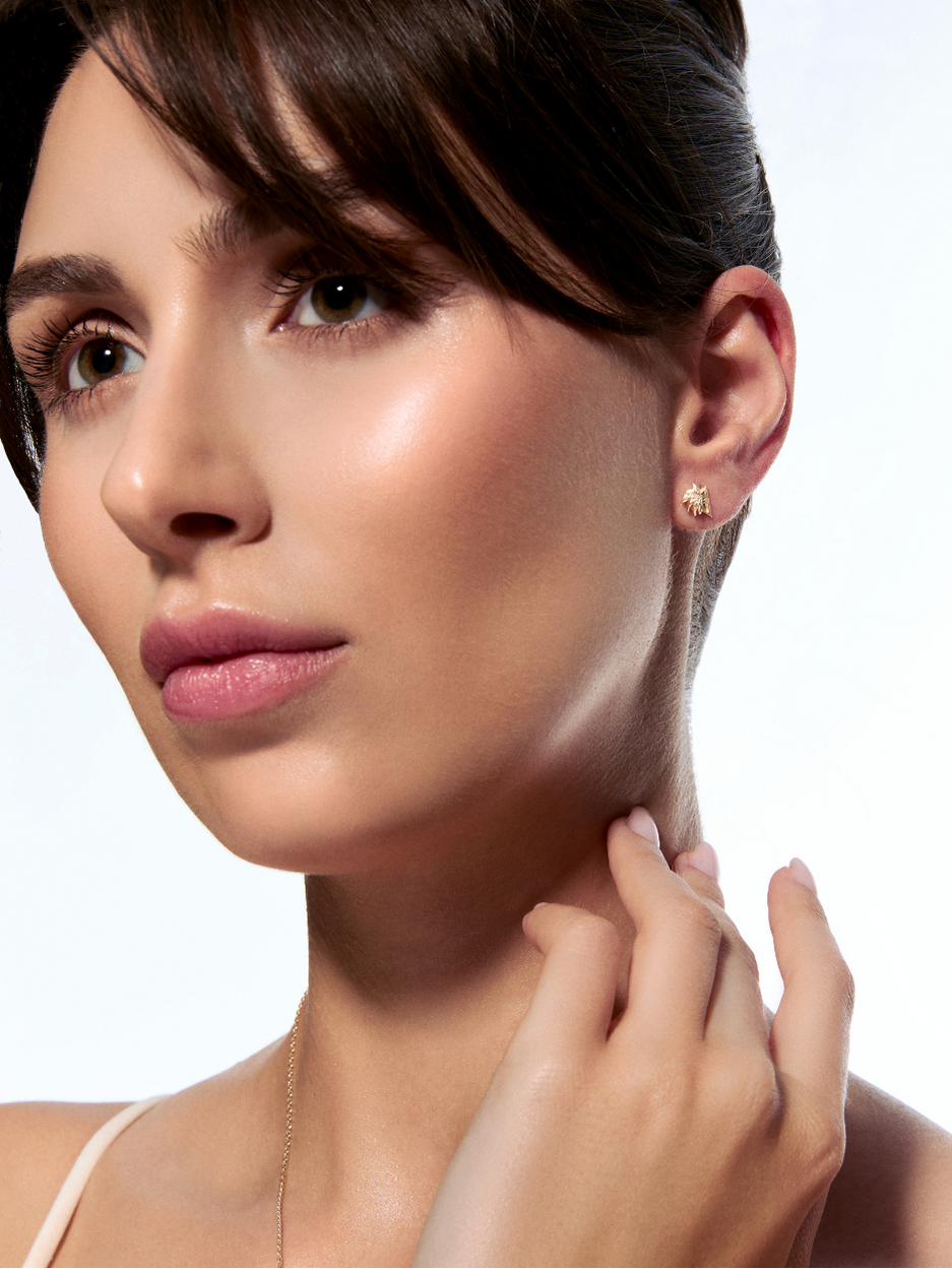 1.46 Gr. Palmiye Altın Stud Küpe