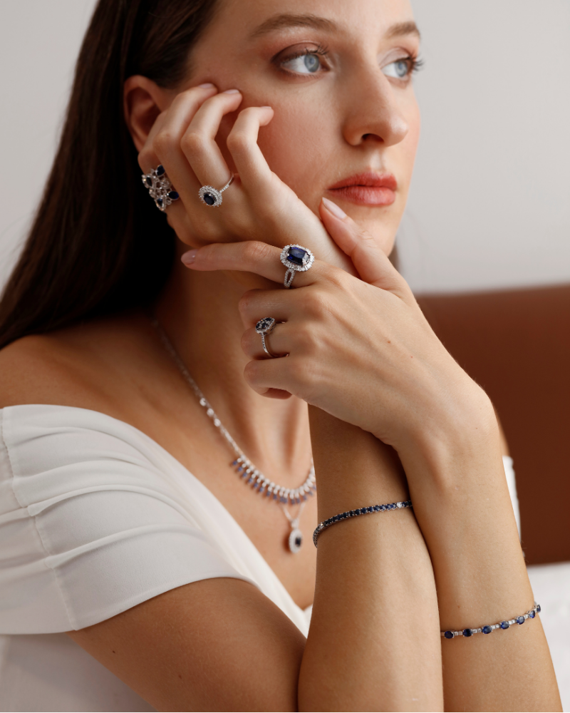 7.38 Karat Canopus Safir Pırlanta Oval Yüzük