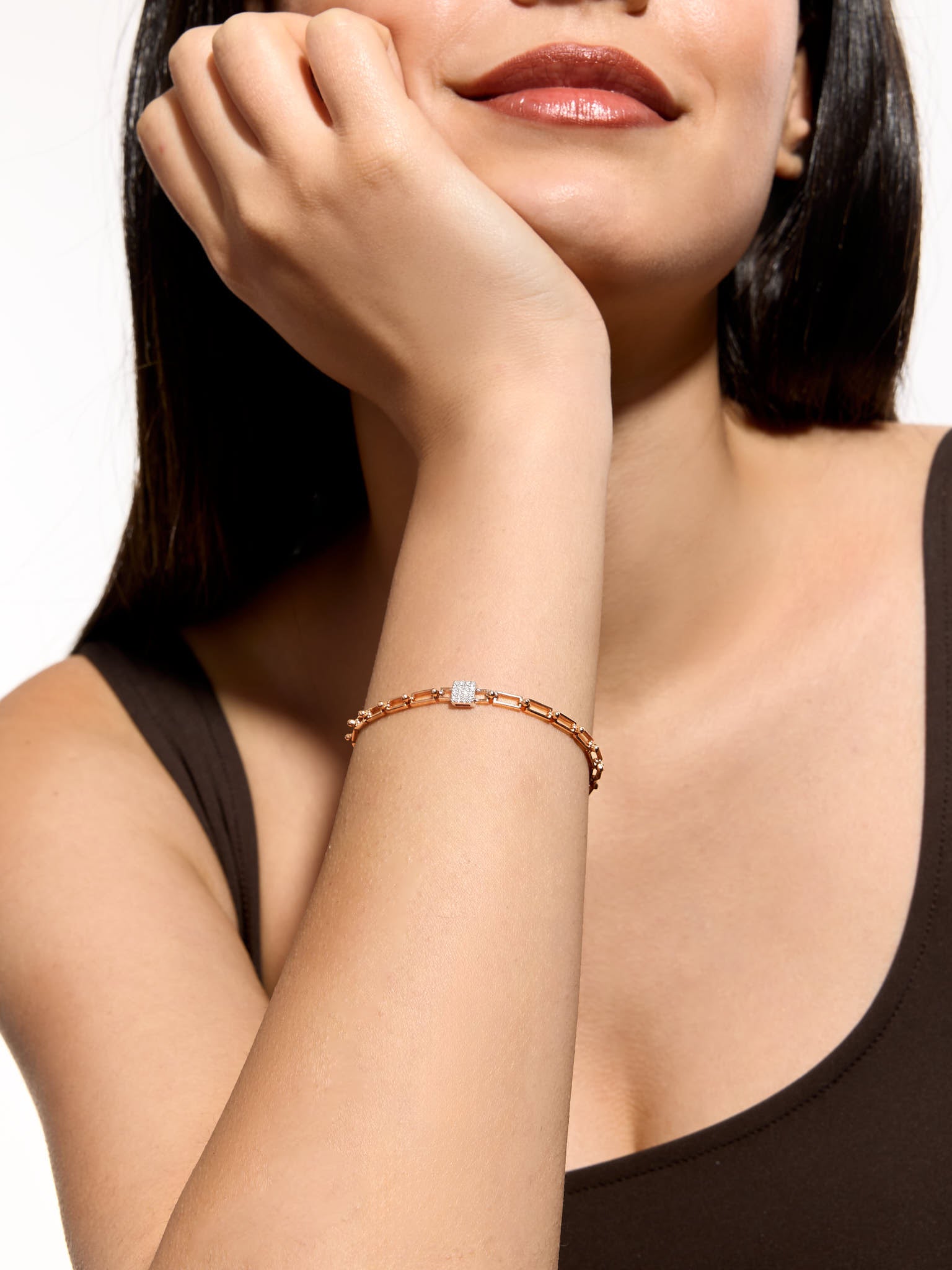 0.09 Karat Cube Chain Pırlanta Bileklik