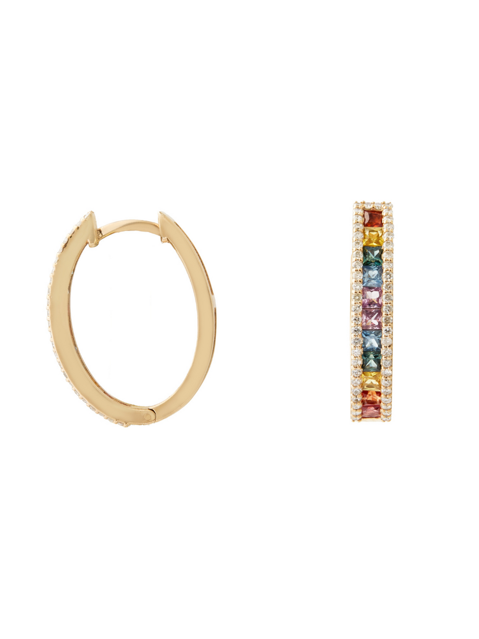 1.44 Karat Rainbow Pırlanta Huggies Küpe