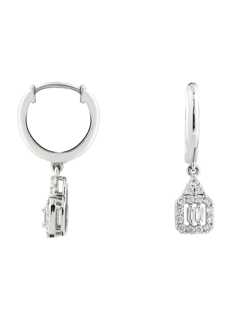 0.25 Karat Baguet Pırlanta Drop Küpe