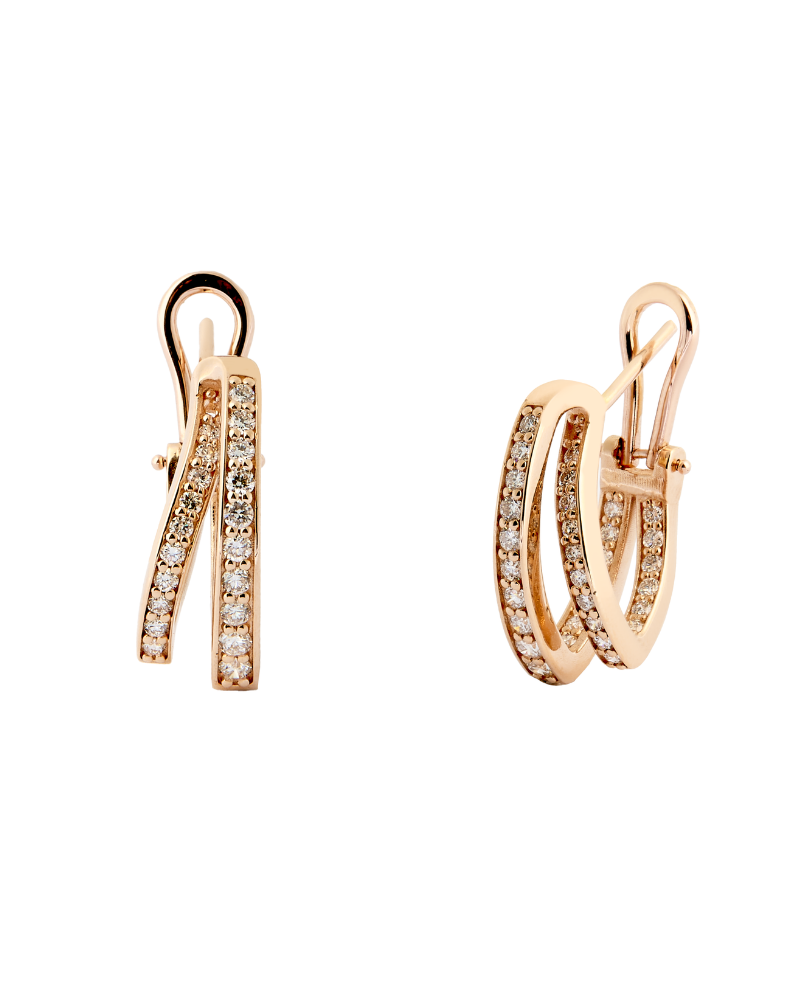 1.22 Karat Doub Rose Pırlanta Hoop Küpe