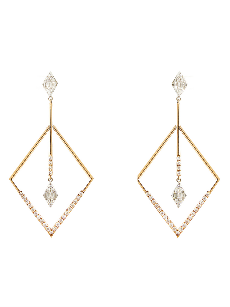 1.30 Karat Sign Pırlanta Drop Küpe