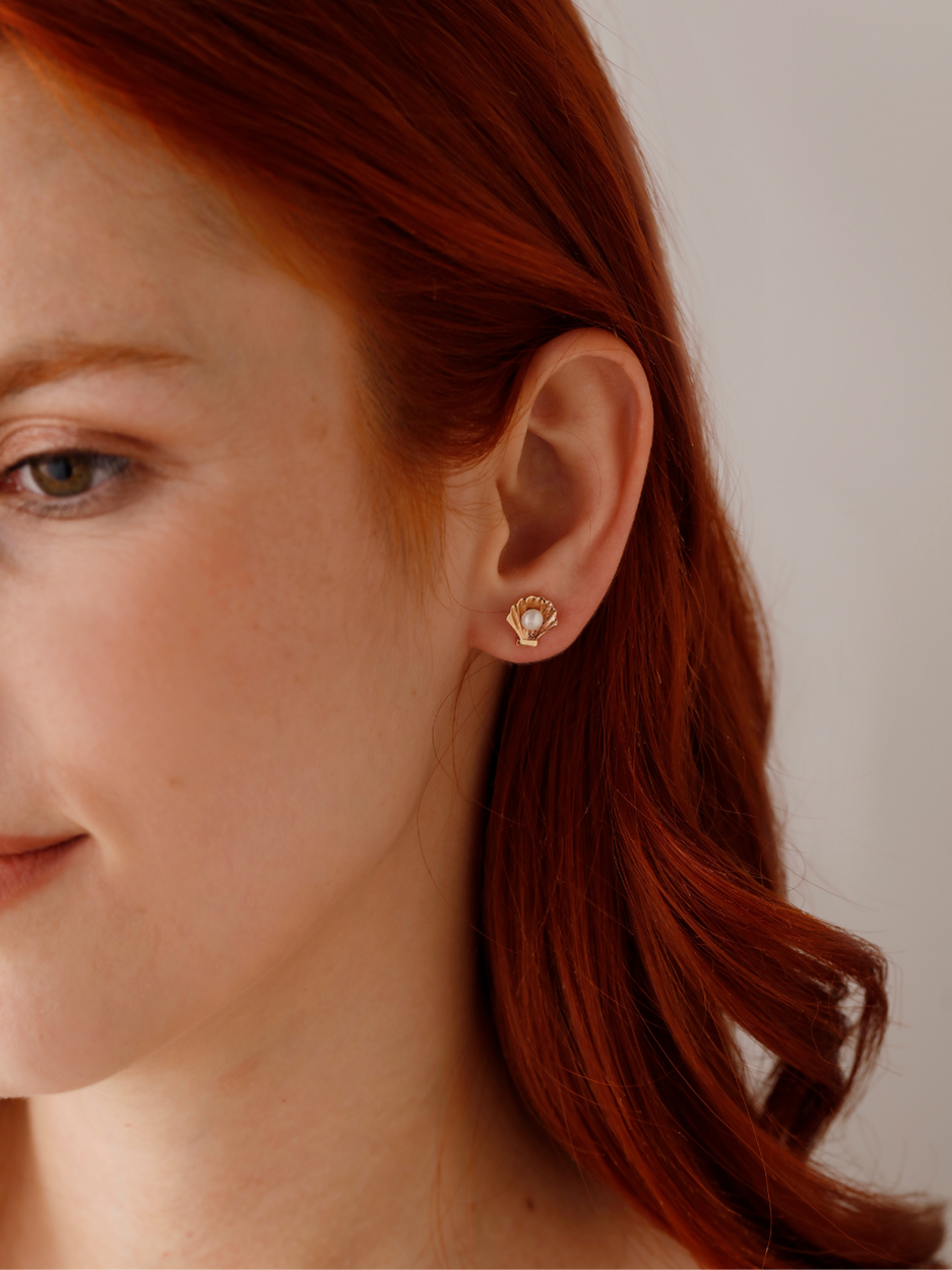 Altın İstiridye İnci Küpe