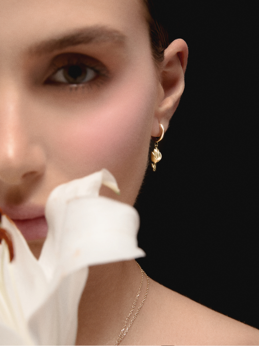 4.21 Gr. Enginar Çiçeği Altın Drop Küpe