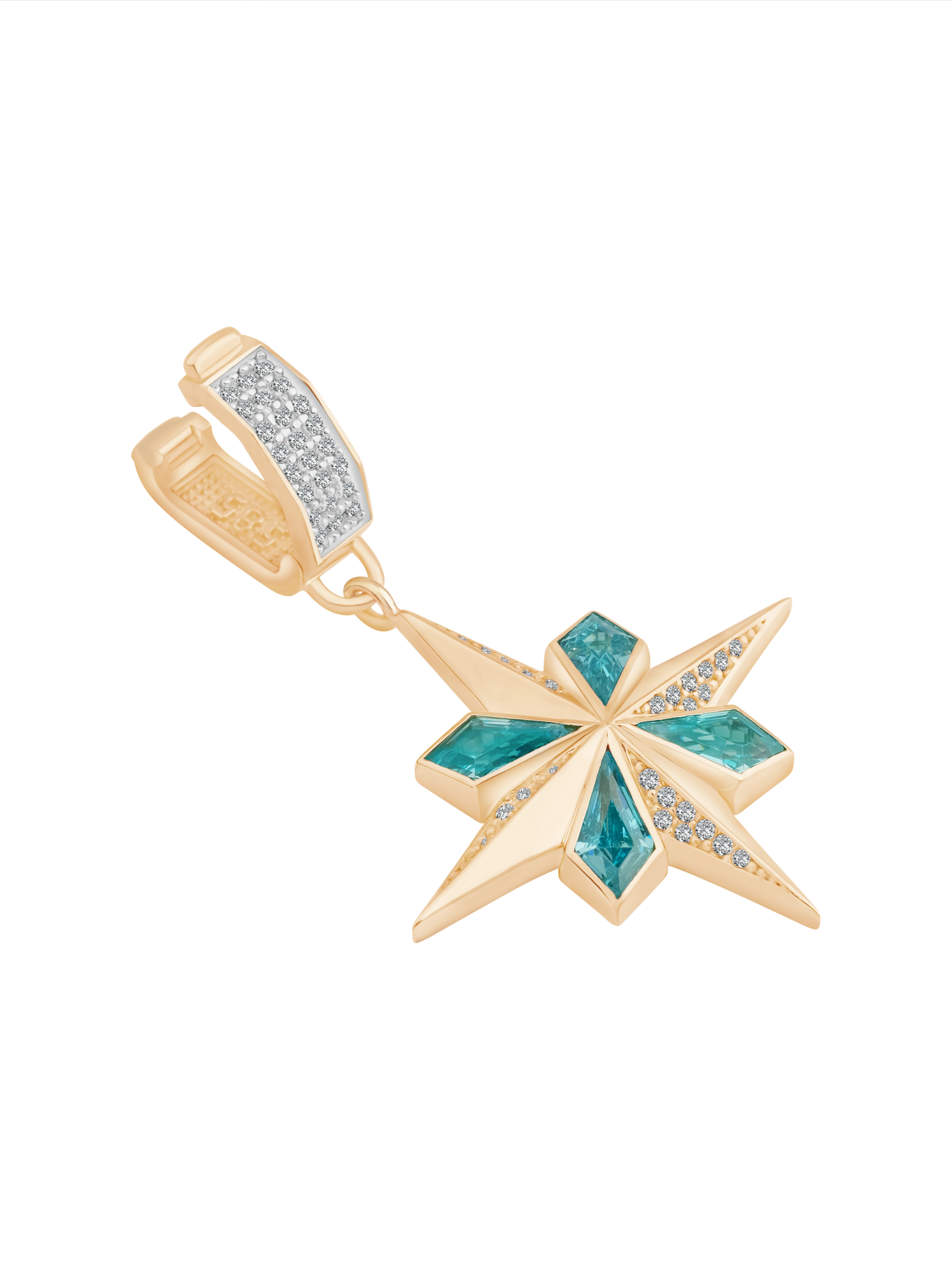 EMA Aquamarine Taşlı Rüzgar Gülü Charm