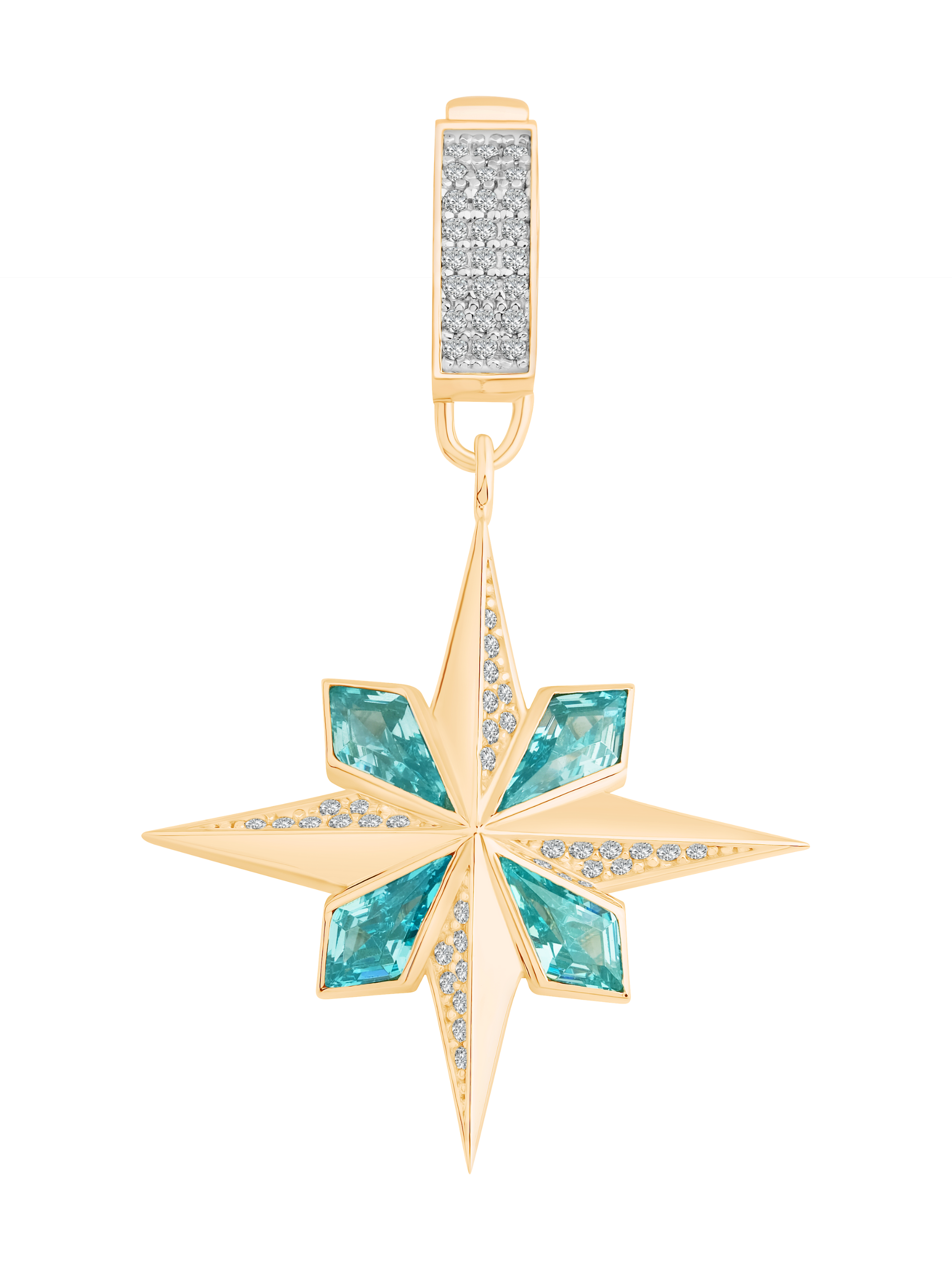 EMA Aquamarine Taşlı Rüzgar Gülü Charm