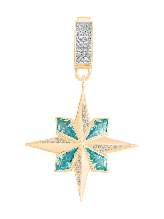 EMA Aquamarine Taşlı Rüzgar Gülü Charm