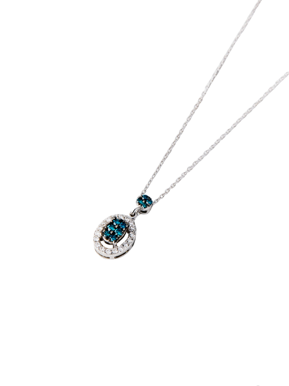 Blue Diamond Oval Kolye
