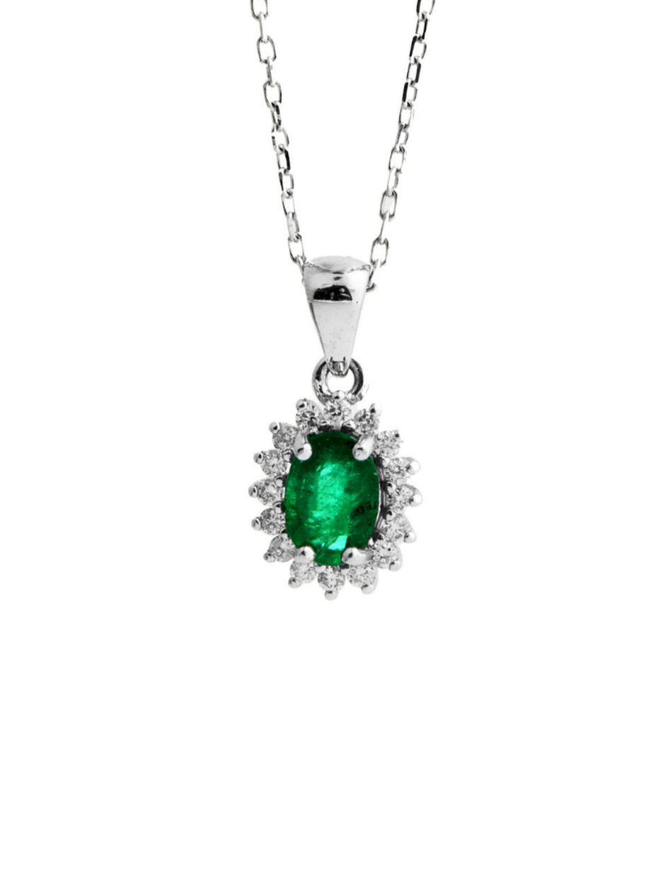 0.56 Karat Bush Pırlanta Zümrüt Kolye