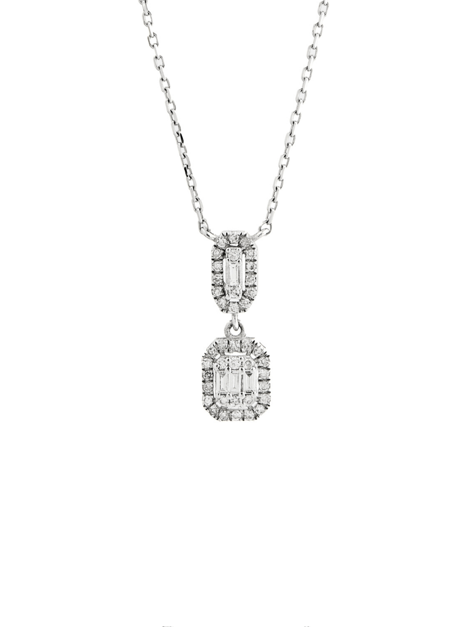 0.18 Karat Baguette Drop Pırlanta Kolye