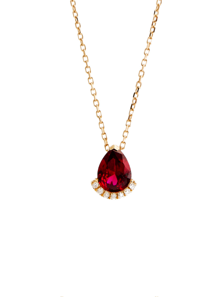 1.23 Karat Ruby Pear Pırlanta Kolye