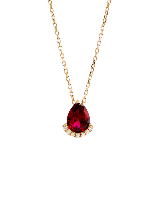 1.23 Karat Ruby Pear Pırlanta Kolye