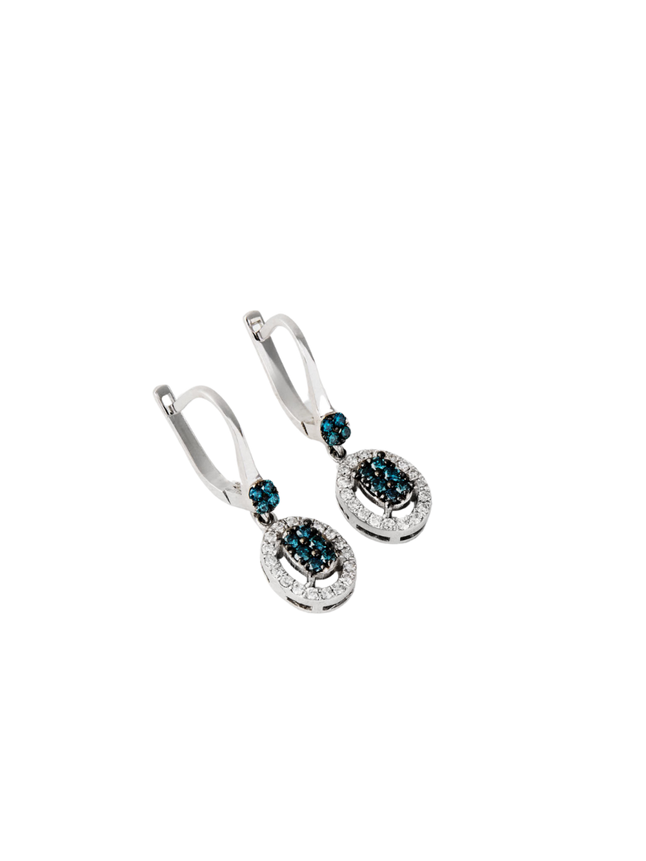 Blue Diamond Oval Küpe