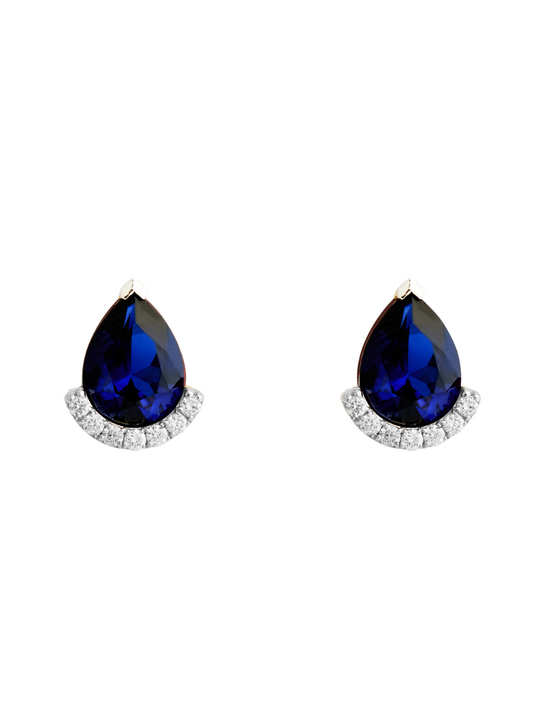 2.71 Karat Sapphire Pear Pırlanta Stud Küpe