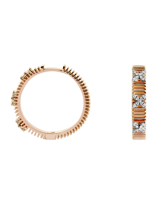 0.15 Karat Lotus Pırlanta Hoops Küpe