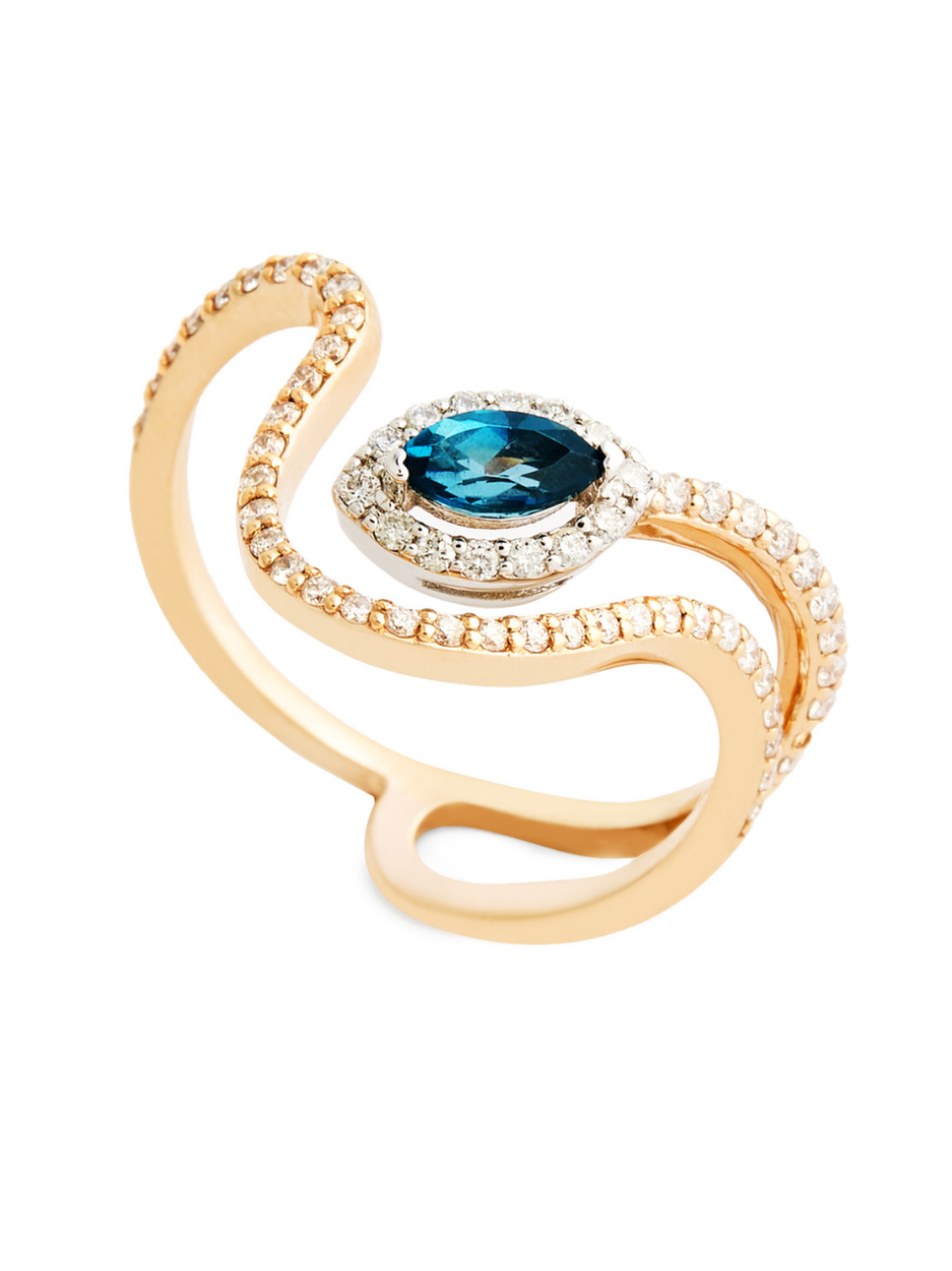 0.63 Karat Sapphire Snake Pırlanta Yüzük