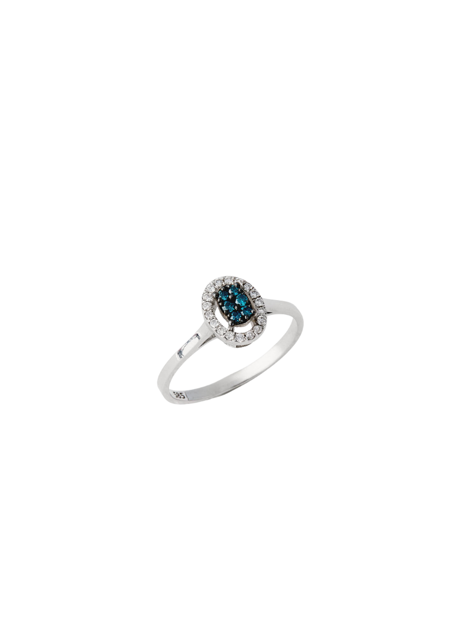 Blue Diamond Oval Yüzük
