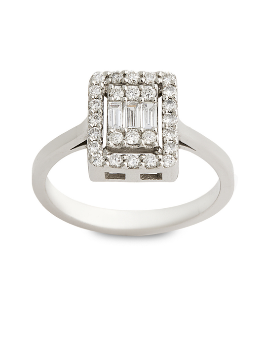 0.45 Karat Te's Pırlanta Baget Yüzük