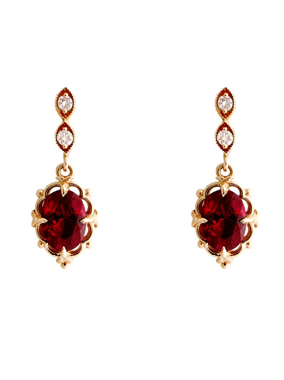 1.89 Karat Monroal Pırlanta Yakut Drop Küpe